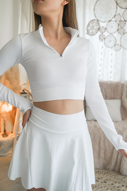 Angel Half Zip Crop Top