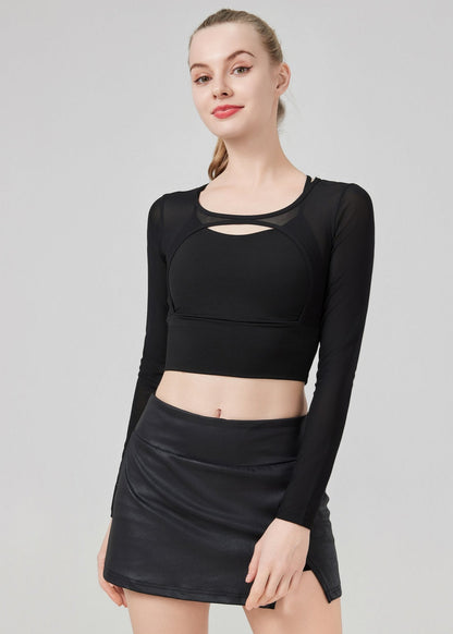 Mesh Cut Out Long Sleeve Top