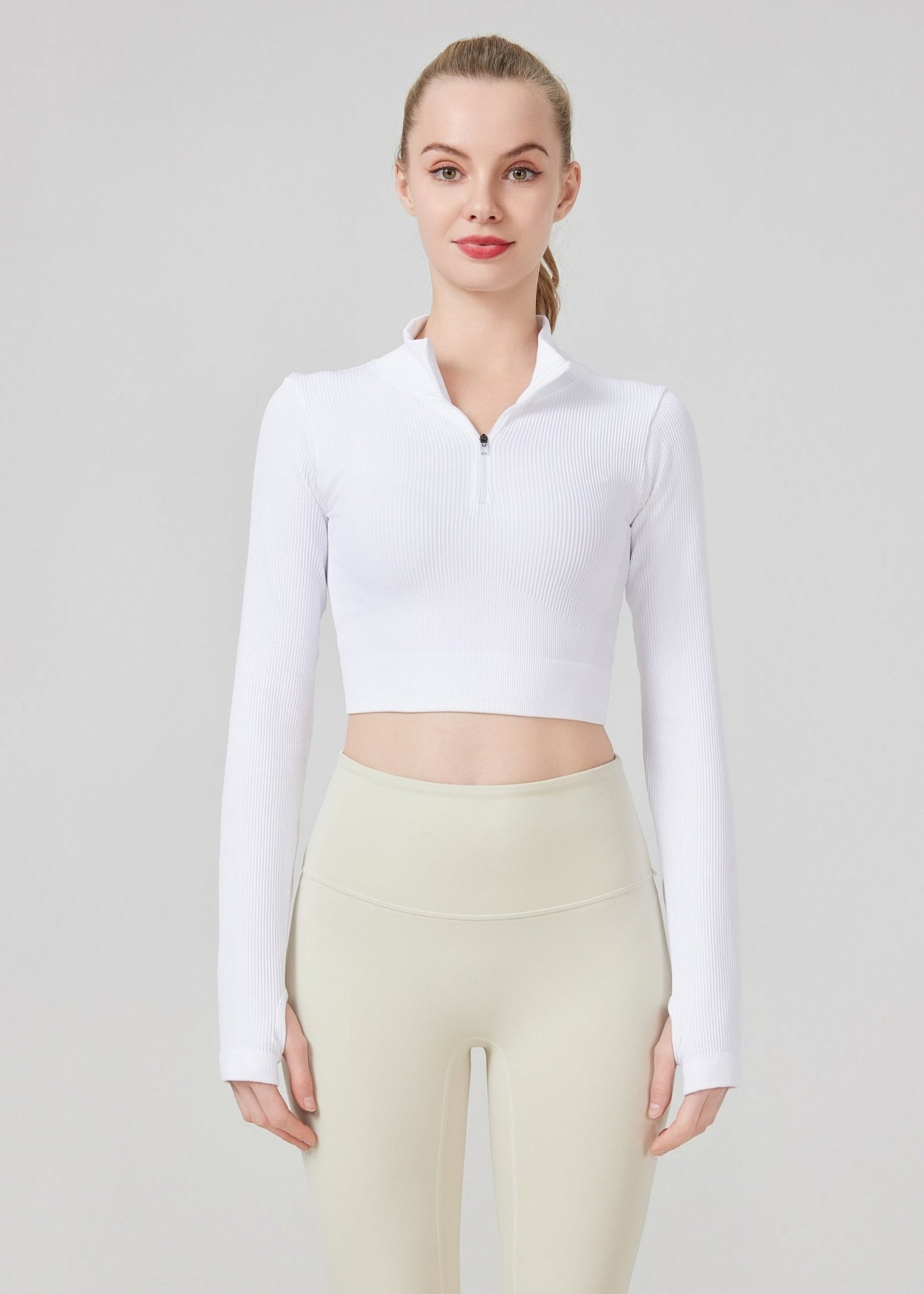 ANGEL HALF ZIP CROP TOP