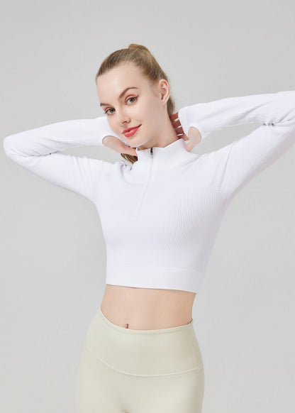 ANGEL HALF ZIP CROP TOP